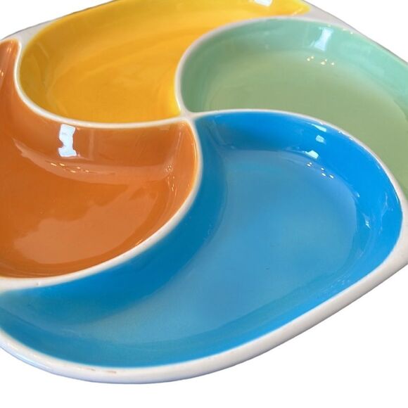 Serving Plate Divided Dish Scala Italian Colorful Party Table Decor Ceramic VTG - Picture 4 of 8